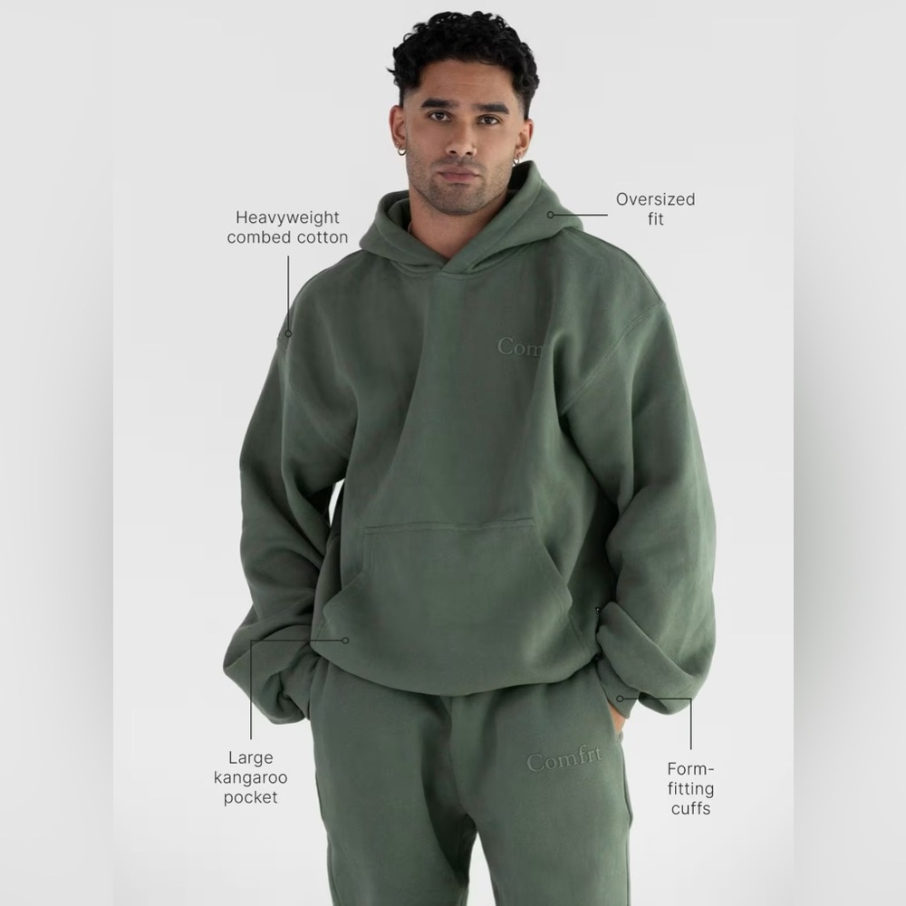 NWT - Comfrt - Minimalist Hoodie in color Forest